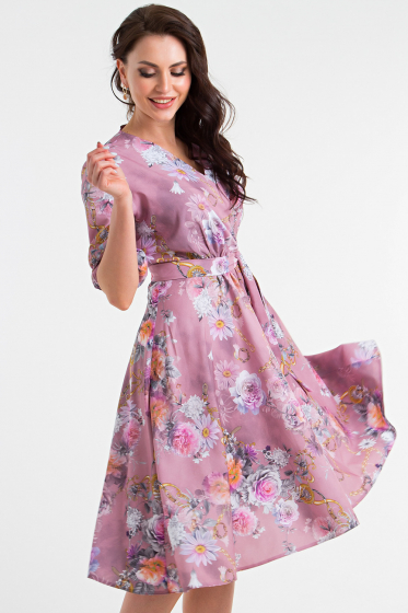 Платье "Флорида" (цветы на розовом) П1459-7