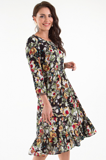 Платье Прованс (черное, цветочек) П1334-11