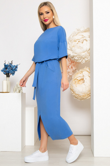Платье "Сантра" (темно-голубое) П3919