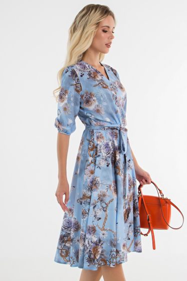 Платье "Флорида" (цветы на голубом) П1479-7