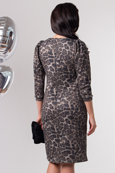 Платье с объёмными рукавами «Миранда» (леопард) П1771