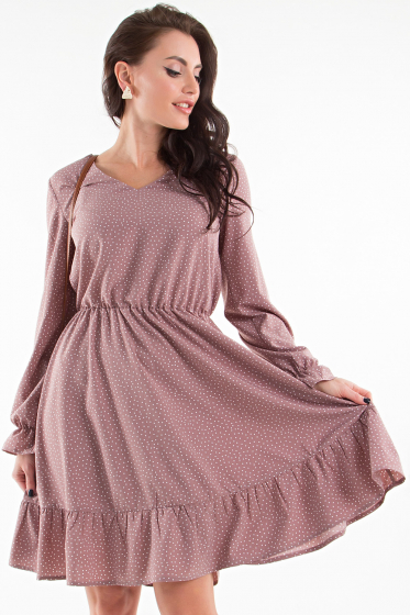 Платье Тайра (пудровое в белый горох) П1318-12