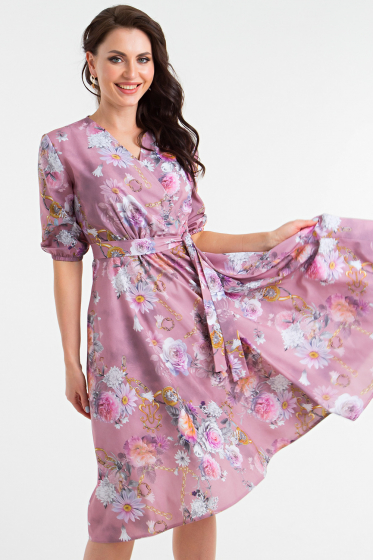 Платье "Флорида" (цветы на розовом) П1459-7