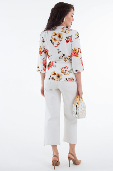 Блуза "Марго" (цветы на белом) Б1458-5
